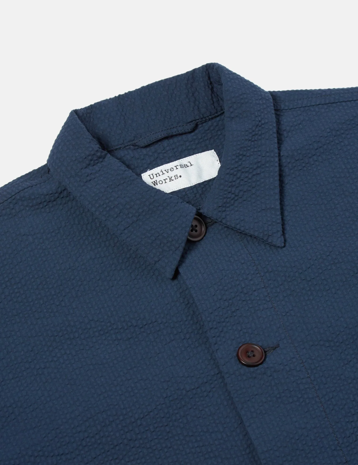 Universal Works Travail Shirt (Seersucker) - Navy Blue