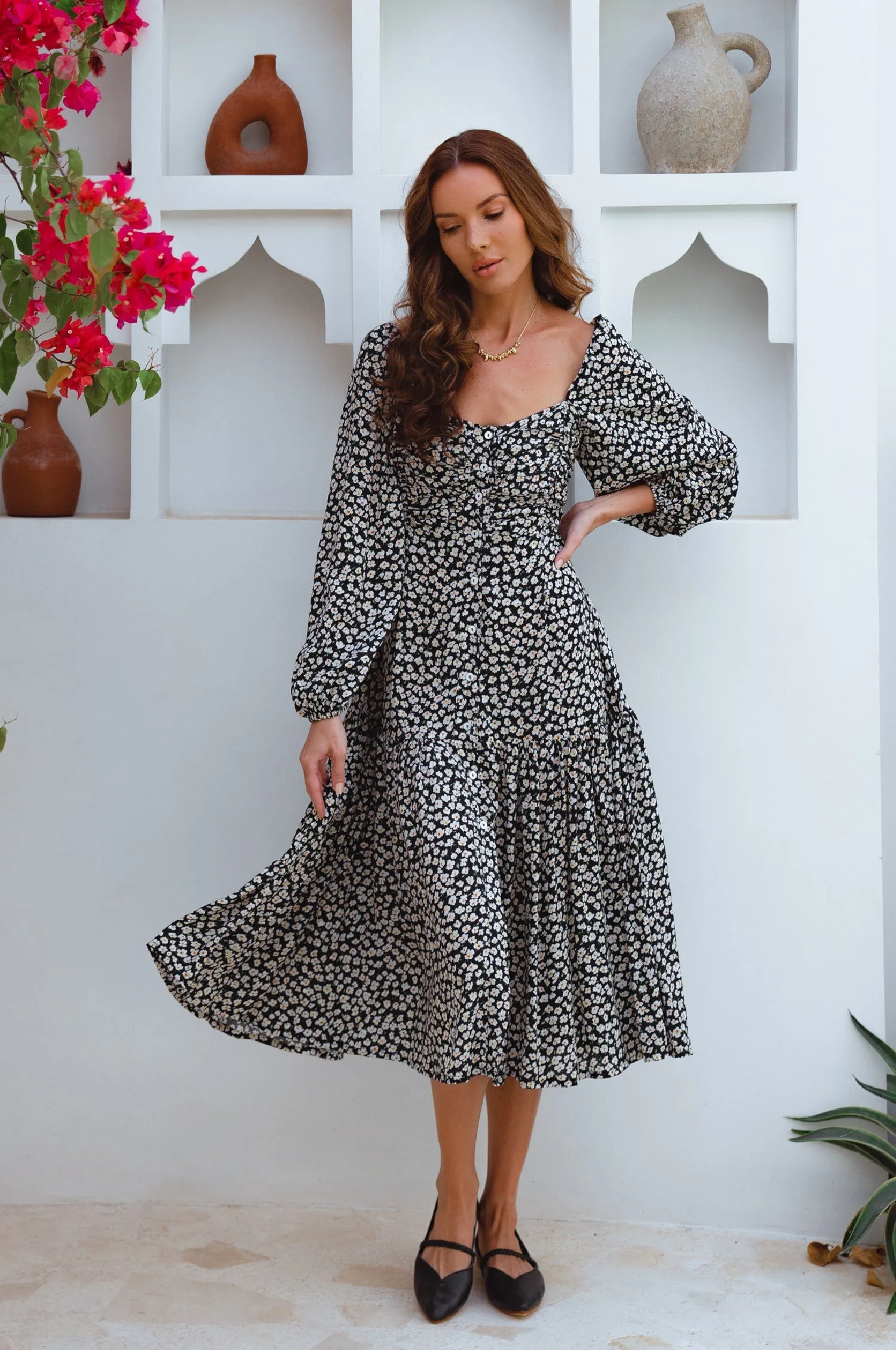 Verona Long Sleeve Midi Dress