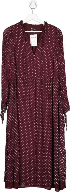 Whistles Red Polka Dot Trapeze Midi Dress, Burgundy/multi UK 12