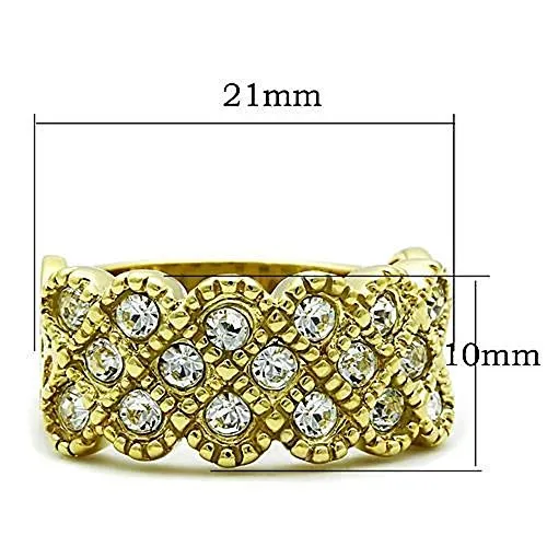 WildKlass Stainless Steel Pave Ring IP Gold Women Top Grade Crystal Clear