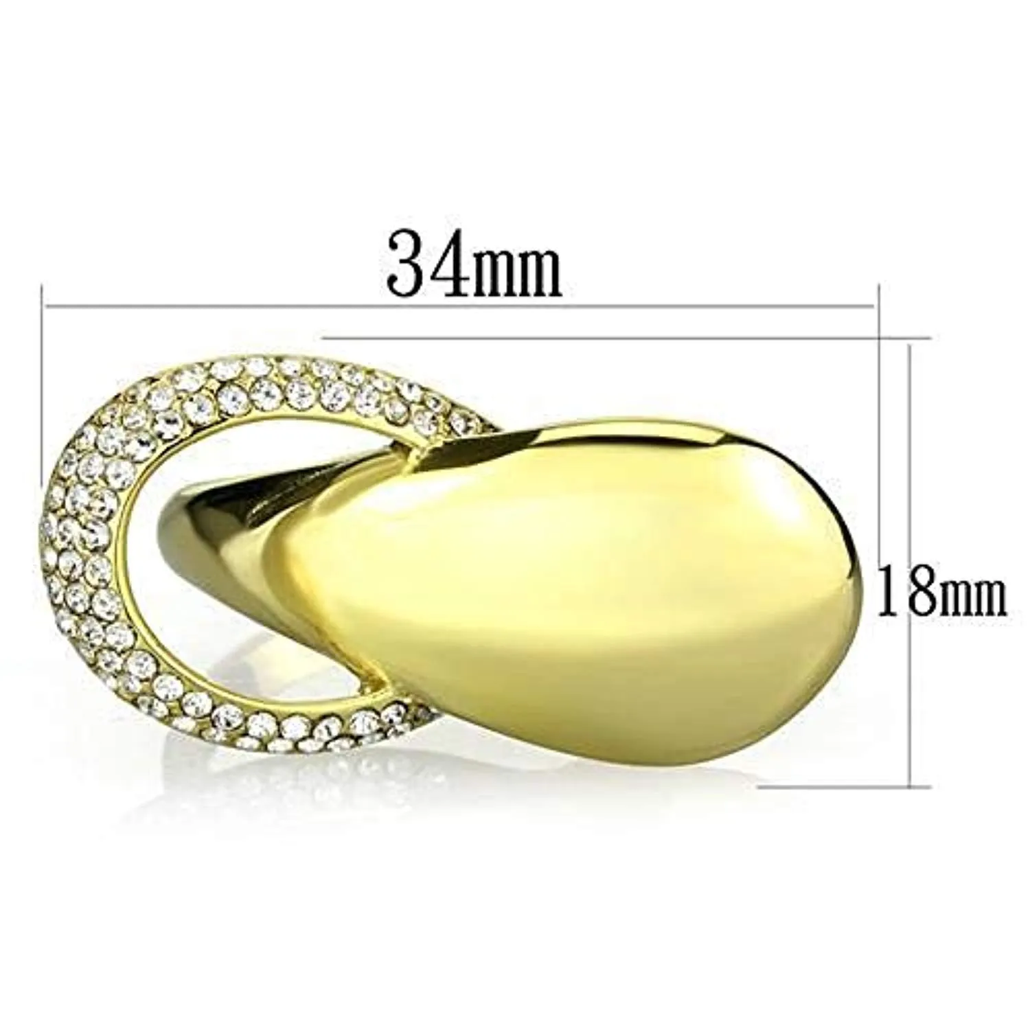 WildKlass Stainless Steel Ring IP Gold Women Top Grade Crystal Clear