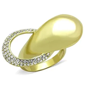 WildKlass Stainless Steel Ring IP Gold Women Top Grade Crystal Clear