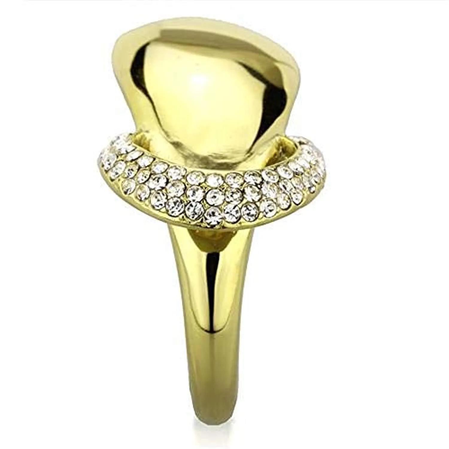 WildKlass Stainless Steel Ring IP Gold Women Top Grade Crystal Clear