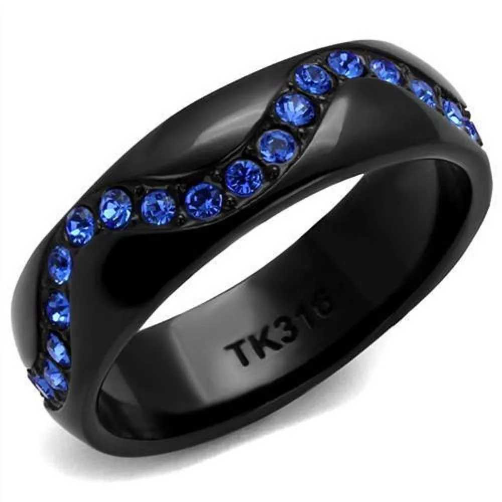 WildKlass Stainless Steel Ring IP Women Top Grade Crystal Sapphire