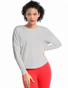 yogastudio Batwing Tunic Tops lightgray_yogastudio