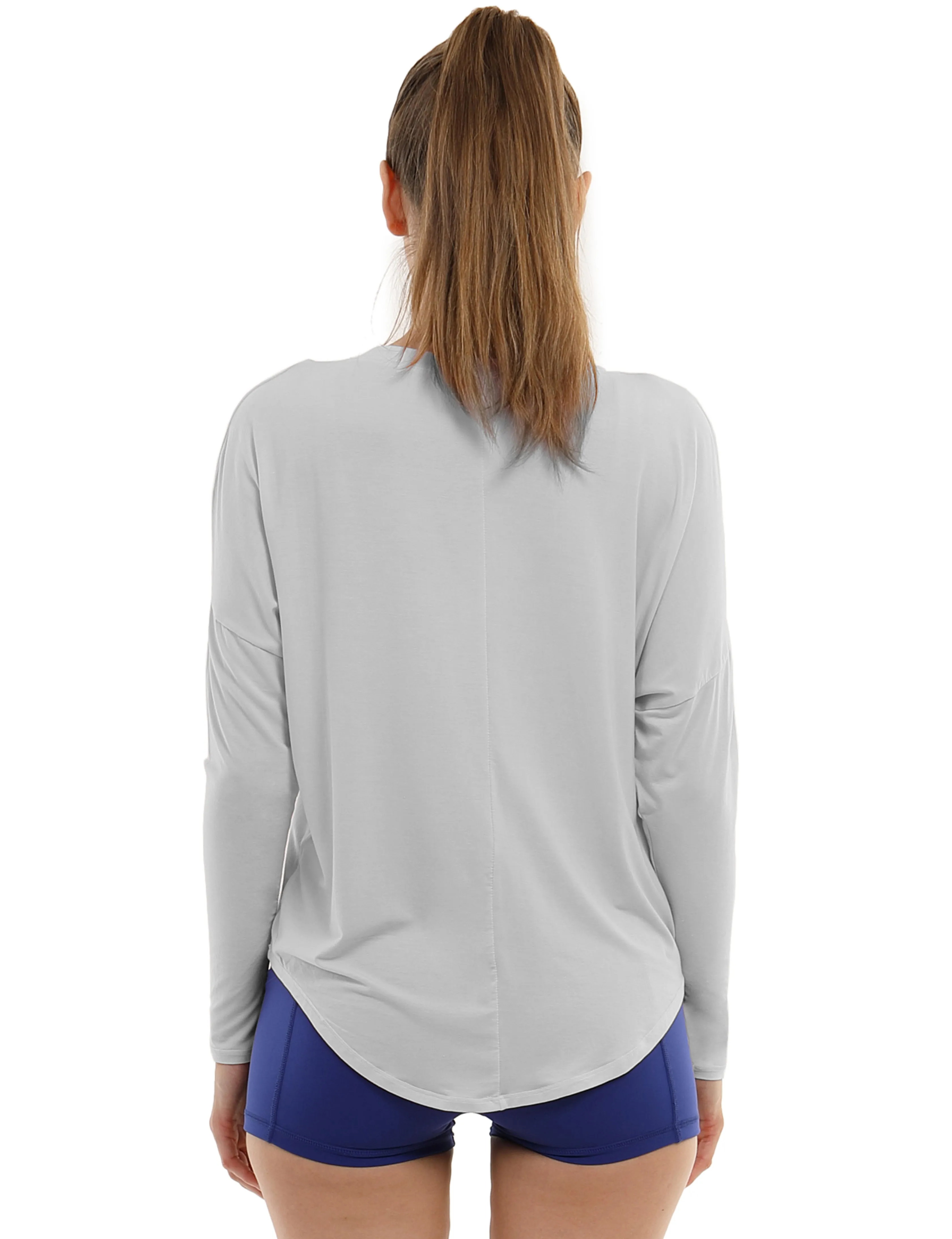 yogastudio Batwing Tunic Tops lightgray_yogastudio