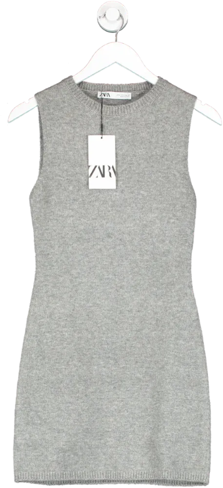 ZARA Grey Knit Mini Dress UK S