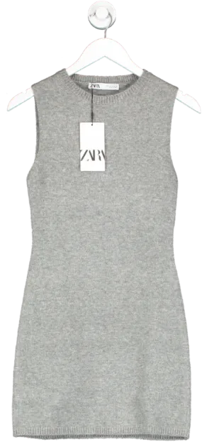 ZARA Grey Knit Mini Dress UK S